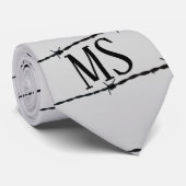 Cool grijs wit zwart gestreepte draadpatroon Monog Stropdas (Opgerold)