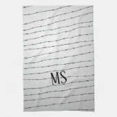 Cool grijs wit zwart gestreepte draadpatroon Monog Theedoek (Verticaal)