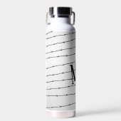 Cool grijs wit zwart gestreepte draadpatroon Monog Waterfles (Voorkant)