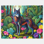 Cool Grijs Wolf Fee Dier Fleece Deken (Voorkant (Horizontaal))