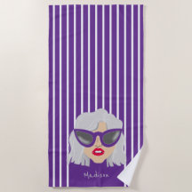 Cool grijsharige vrouw met Paarse bril Custom