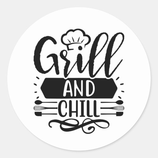 Cool Grill chill word art Ronde Sticker (Voorkant)