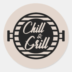 Cool grill chill word art ronde sticker