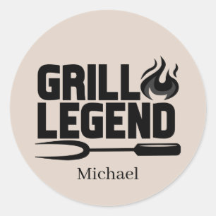 Cool grill legende toevoegen naam woord art ronde sticker
