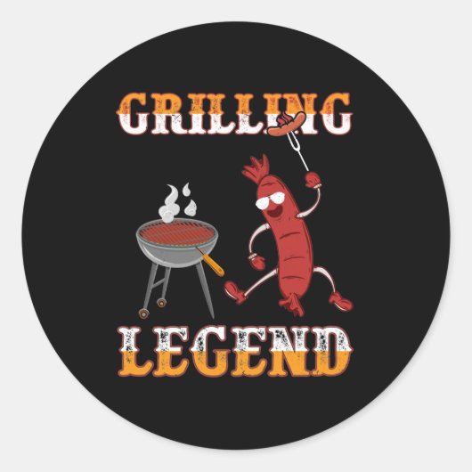 Cool grillen legende woord kunst ronde sticker (Voorkant)