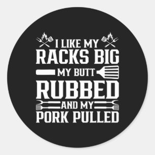 Cool Grillen Varkensvlees Wrijven Roken BBQ Vlees  Ronde Sticker