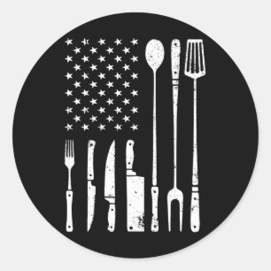 Cool Grillen voor mannen Vrouwen Amerikaanse vlag  Ronde Sticker