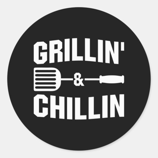 Cool Grillin Chillin woord art Ronde Sticker (Voorkant)