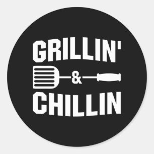 Cool Grillin Chillin woord art Ronde Sticker
