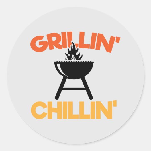 Cool Grillin Chillin woord art Ronde Sticker (Voorkant)