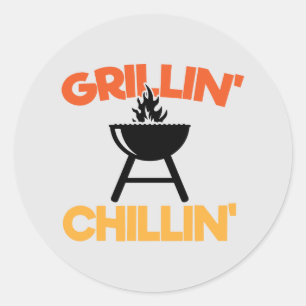 Cool Grillin Chillin woord art Ronde Sticker