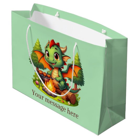 Cool Grilling Dragon tekst toevoegen Groot Cadeauzakje (Achterkant Gekanteld)
