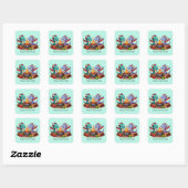 Cool grilling dragon tekst toevoegen Vierkante Sti Sticker (Vel)