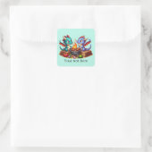 Cool grilling dragon tekst toevoegen Vierkante Sti Sticker (Tas)