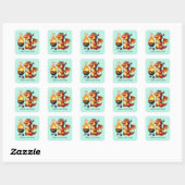 Cool grilling dragon tekst toevoegen vierkante sticker (Vel)