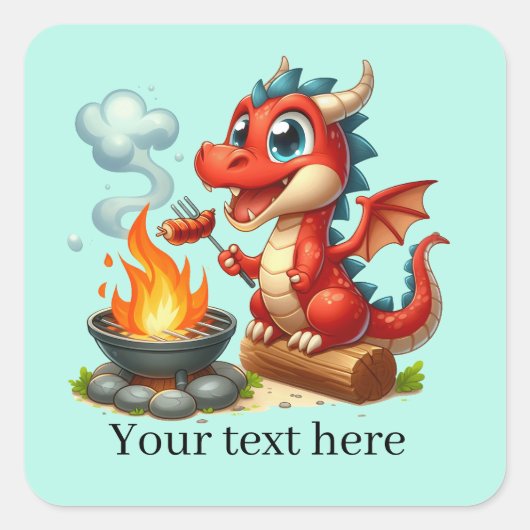 Cool grilling dragon tekst toevoegen vierkante sticker (Voorkant)