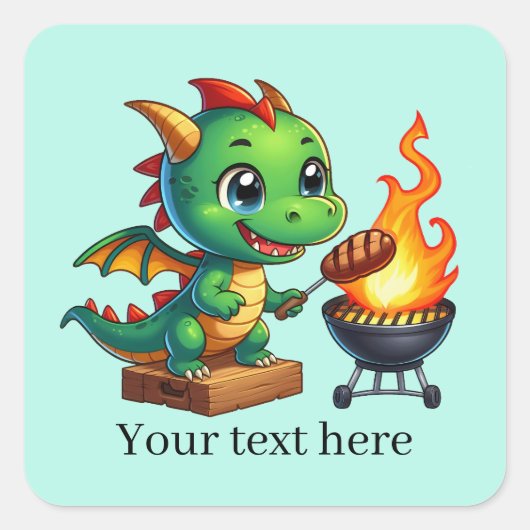 Cool grilling dragon tekst toevoegen vierkante sticker (Voorkant)