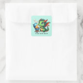 Cool grilling dragon tekst toevoegen vierkante sticker (Tas)