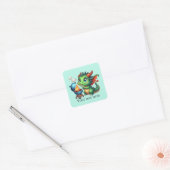 Cool grilling dragon tekst toevoegen vierkante sticker (Envelop)