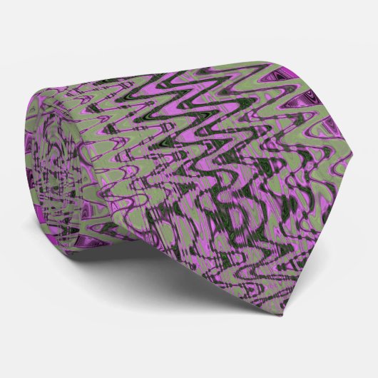 Cool Groen en Roze Abstracte Tye Dye Retro Golven Stropdas (Opgerold)