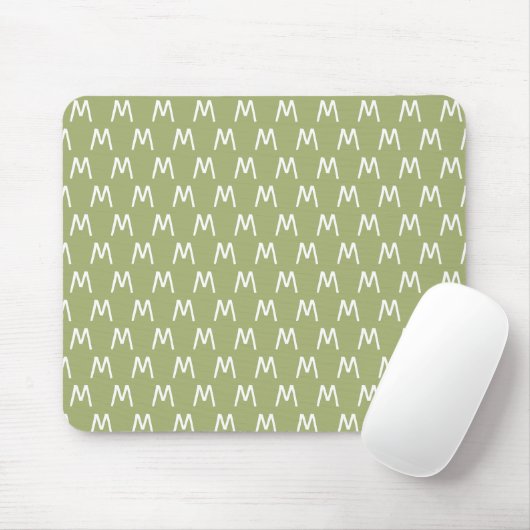 Cool groen en wit monogram muismat (Met muis)