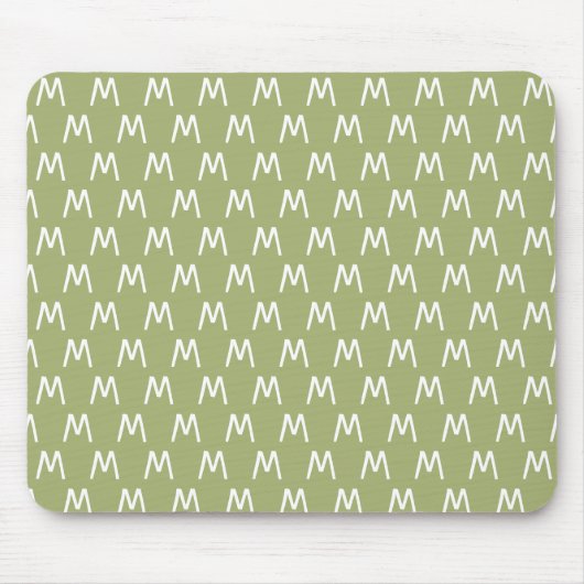 Cool groen en wit monogram muismat (Voorkant)