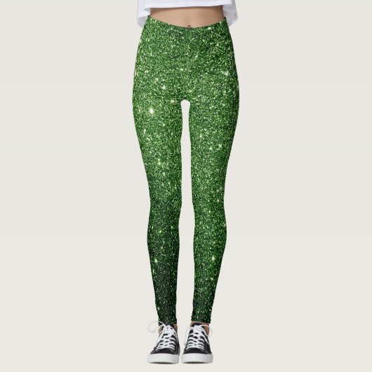 cool groen glitterpatroon leggings (Voorkant)
