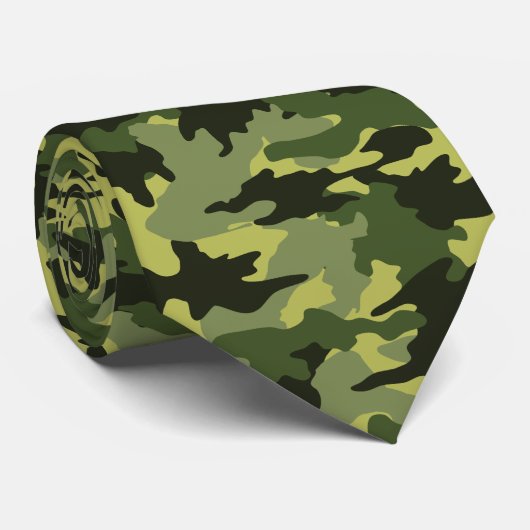 Cool Groene Camo Militaire Camouflage Mannen Strop Stropdas (Opgerold)