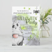 Cool groene kabouter waterverf kinder Halloween pa Kaart (Staand voorkant)