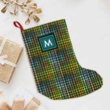 Cool Groene Tartan Gingham Patroon Zwart Monogram