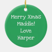 Cool Groene Tekst Merry Christmas Stepdochter Keramisch Ornament (Achterkant)
