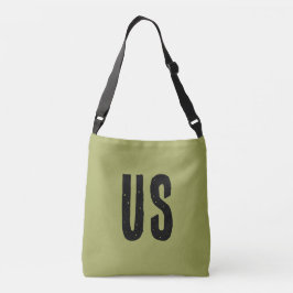 Cool groot initiaal monogram Olijfgroen Zwart Crossbody Tas