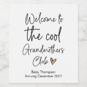 Cool Grootmoeders Club Baby Zwangerschapsaankondig Wijn Etiket (Enkel label)