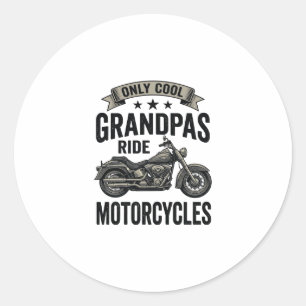 Cool grootvaders rijden motorfietsen Vintage Biker Ronde Sticker