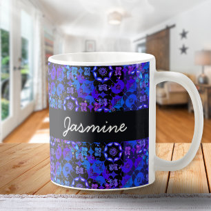Cool Groovy Boho Retro Chic Blauw Paars Hippie Koffiemok