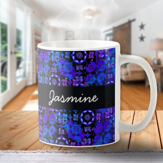 Cool Groovy Boho Retro Chic Blauw Paars Hippie Koffiemok