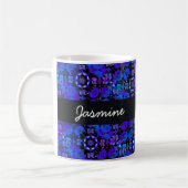 Cool Groovy Boho Retro Chic Blauw Paars Hippie Koffiemok (Links)