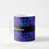 Cool Groovy Boho Retro Chic Blauw Paarse Hippie Koffiemok (Voorkant links)