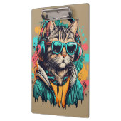Cool Groovy Cat met hoofdtelefoon Luisteren naar m Klembord (Links)