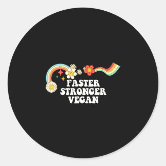 Cool groovy citaat sneller sterker vegan zeggende  ronde sticker