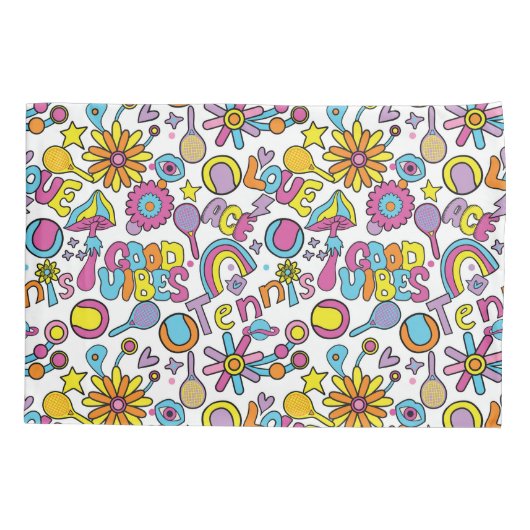 Cool 🎾 groovy pastel tennis kussensloop (Achterkant)