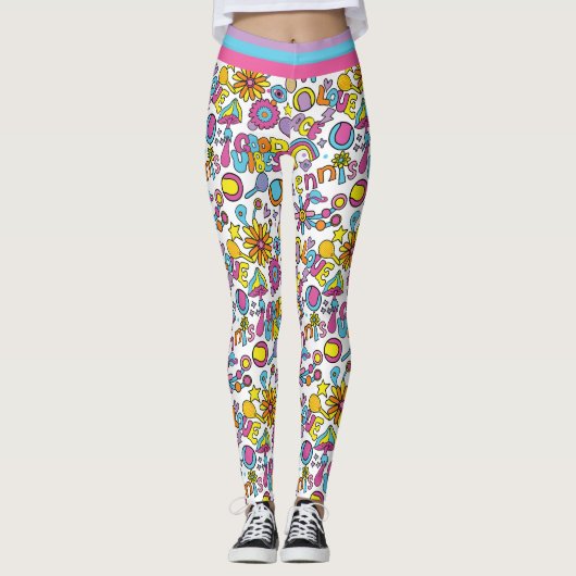 Cool 🎾 groovy pastel tennis leggings (Voorkant)