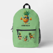 Cool Groovy Pineapple Modern Monogram Bedrukte Rugzak (Voorkant)