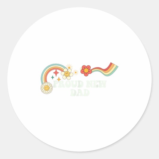 Cool Groovy Quote Proud New Dad Saying Art  Ronde Sticker (Voorkant)