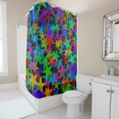 Cool Groovy Rainbow Stars Douchegordijn (In situ)