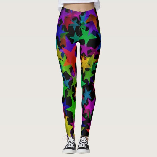 Cool Groovy Regenboog Sterren Leggings (Voorkant)