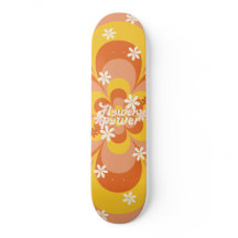 Cool Groovy Retro  Flower Power Skateboard