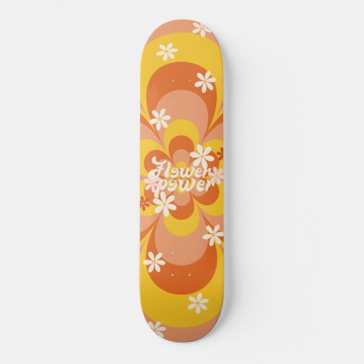 Cool Groovy Retro  Flower Power Skateboard (Voorkant)