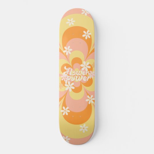 Cool Groovy Retro  Flower Power Skateboard (Voorkant)