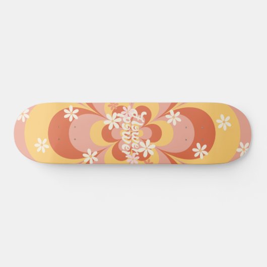 Cool Groovy Retro  Flower Power Skateboard (Horizontaal)